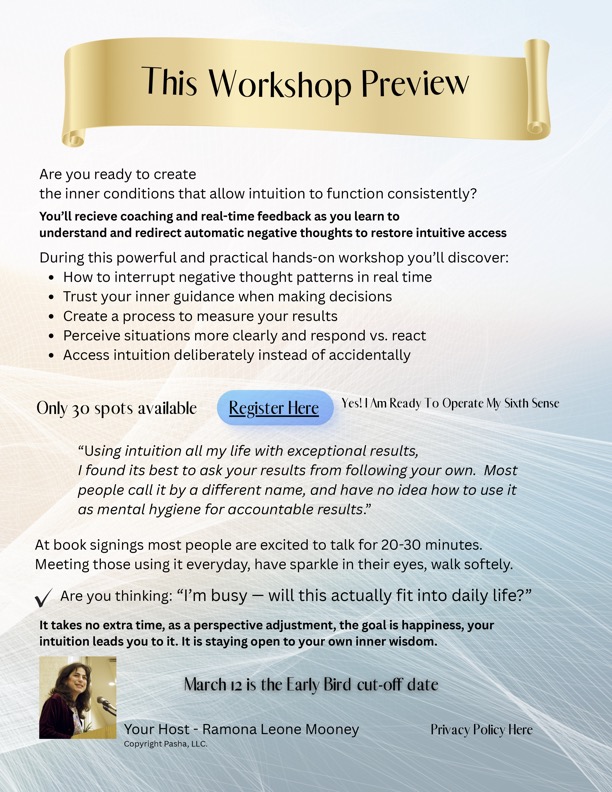 Mar 21 – 22 | The first of four Intuition Workshops